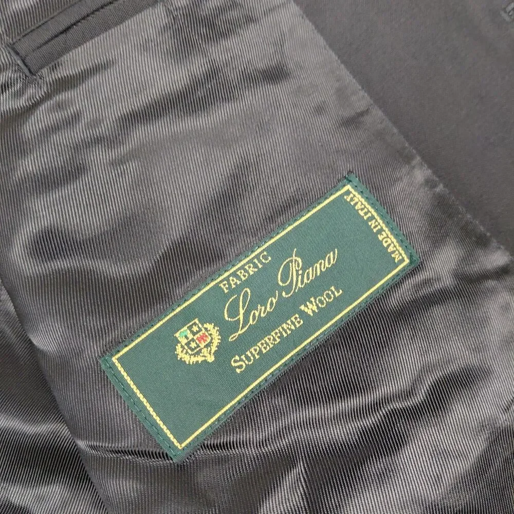 J. Crew Loro Piana Blazer Mens 44L Black Two Button Superfine Wool Sport READ